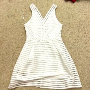 Boutique White Dress - Skater Skirt, Stripes, Bridal Shower, Bachelorette